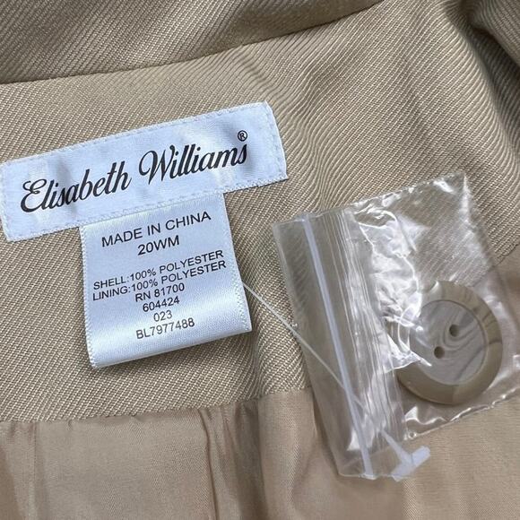 Nwot Elisabeth Williams Womens Blazer One Button Tan Size 20W - Picture 2 of 5